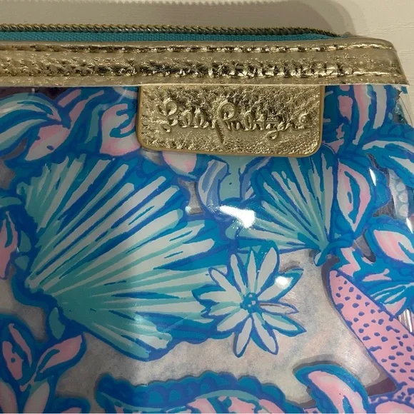 NWOT! Lilly Pulitzer PVC Jelly Pouch in Amalfi Blue Sound The Sirens - Picture 5 of 5